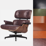 Leather Lounge Armchair Midcentury Style Premium Leather and American Woods