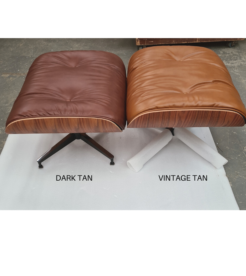 Leather chair with hot sale ottoman mid century