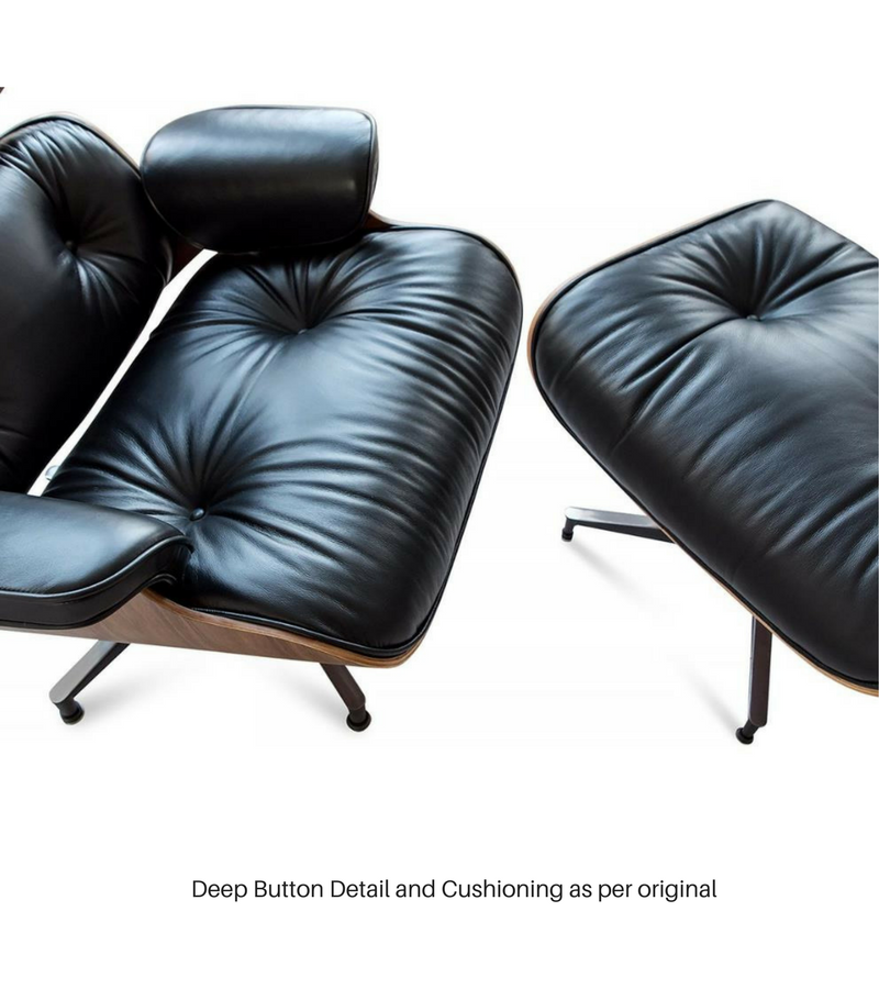 Walnut and Leather Eames Style Lounge Chair and Ottoman Onske