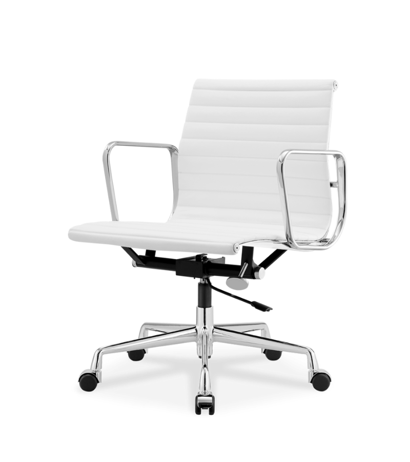 Ribbed Leather Eames 117 Mid Century Style Office Chair Onske