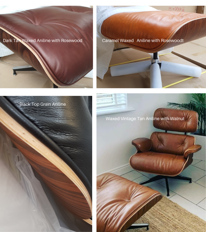 Lounge Armchair Eames Style Premium Leather and American Woods