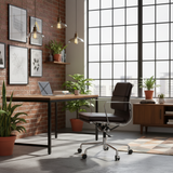 Dark Espresso Brown Leather Swivel Office Chair
