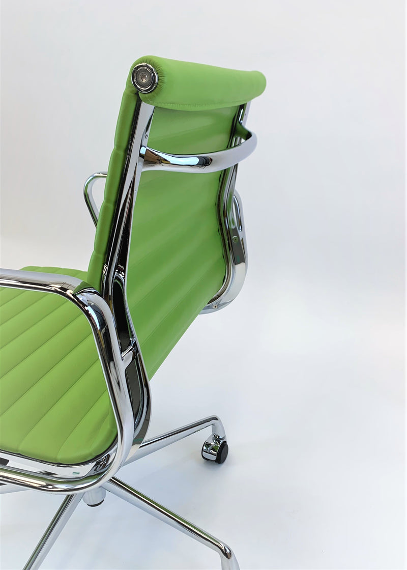 Eames Style Ribbed Leather Low Back Office Chair