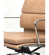 Executive High Back Leather Midcentury Style Office Chair in Aniline Leather