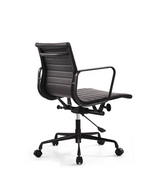 Low Back Ribbed Leather Midcentury Style Office chair