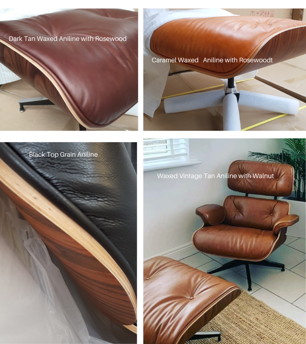 Waxed Leather Eames style Lounge Chair and Ottoman