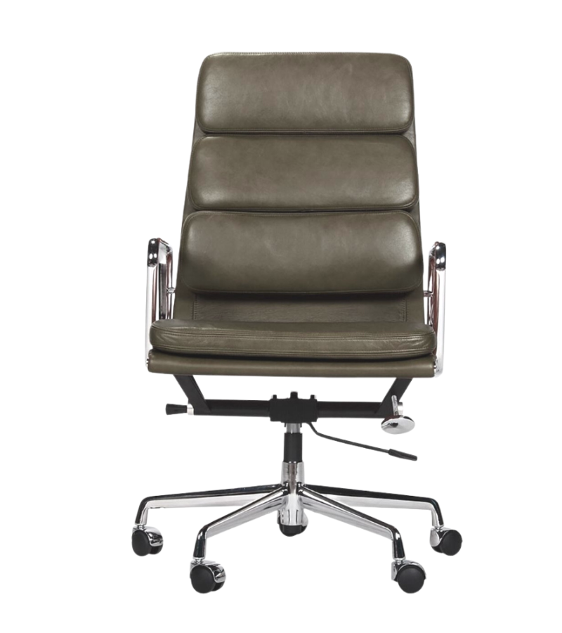 219 Eames Style Office Chair in Aniline Leather High Back Soft Pad