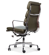 Executive High Back Leather Midcentury Style Office Chair in Aniline Leather