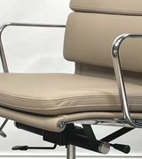 Putty Grey Leather Midcentury Style Office chair
