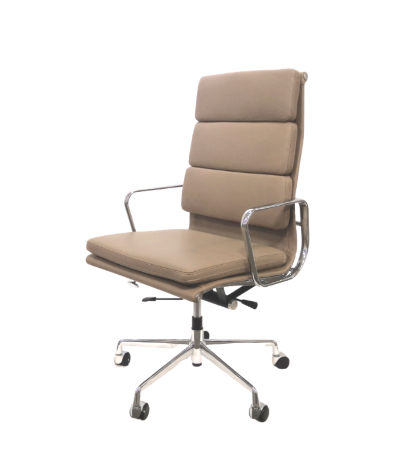 219 Eames Style Office Chair in Aniline Leather High Back Soft Pad