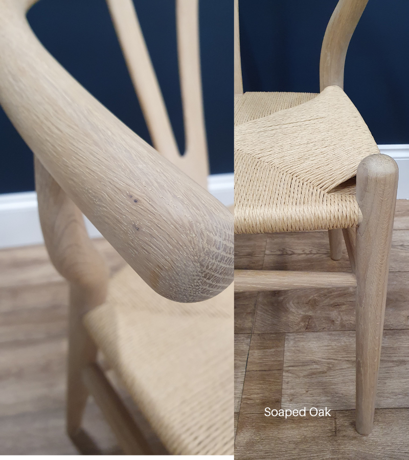 Soaped Limed Oak Wood Wishbone Style Dining Chair