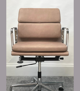 Low Back Padded Leather Midcentury Style Office chair Stone