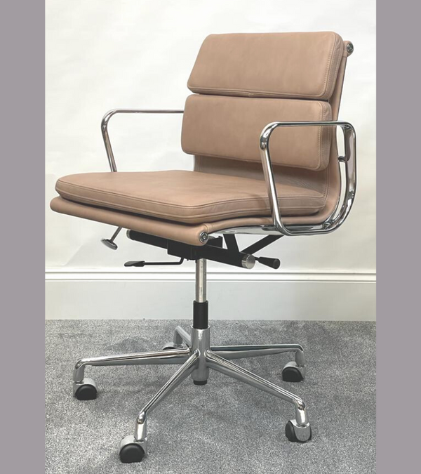 Stone Neutral Leather 217 Eames Style Office Chair
