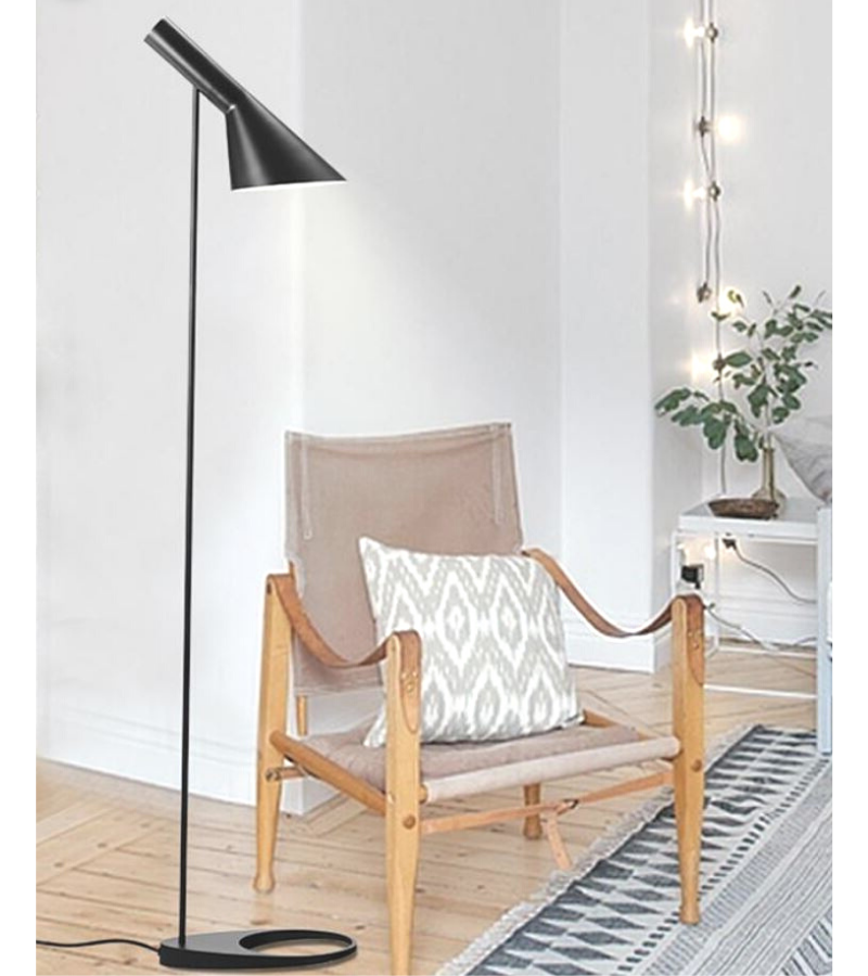 Arne Jacobsen Style Black Floor Lamp - Onske