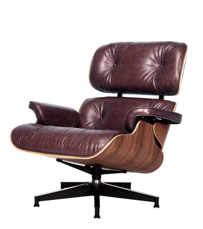 Waxed Aniline Leather Mid Century Charles Eames style Lounge Chair