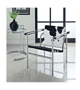 LC1 Basculant Chair Corbusier Style Black White Pony Hide - Onske