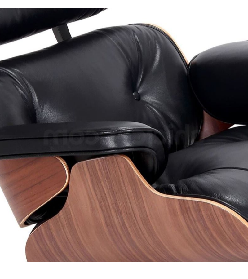 Walnut and Leather Eames Style Lounge Chair and Ottoman Onske