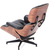 UltraLuxe Lounge Chair and Ottoman Walnut Hardwood Aniline Black Leather - Onske