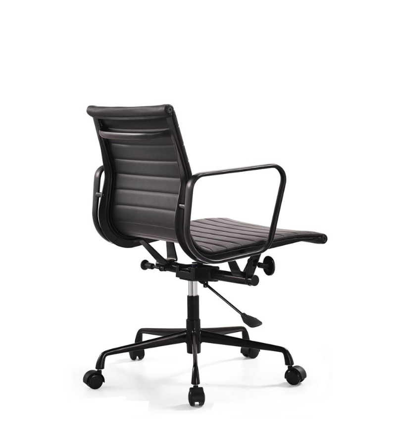 Ribbed Leather Low Back Office Chair