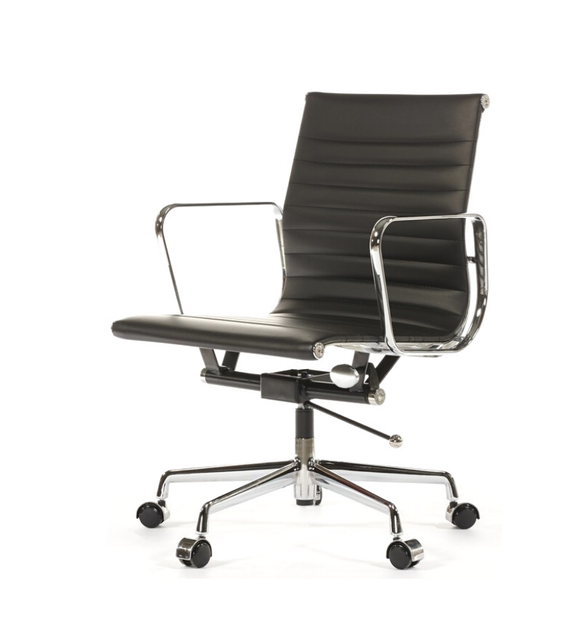 Ribbed Leather Eames 117 Mid-Century Style Office Chair