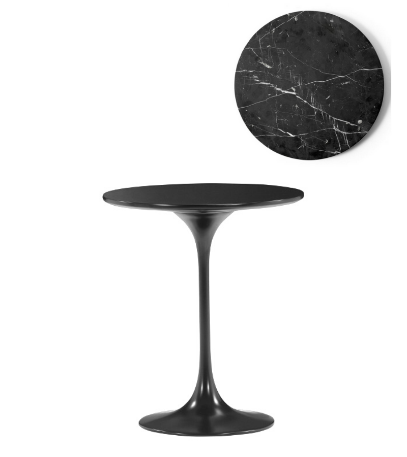 Black Marble Dining Table for Two. 70cm round. Onske