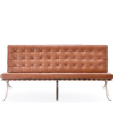 Three Seat Barcelona Van Der Rohe Style Sofa in Premium Leather - Onske