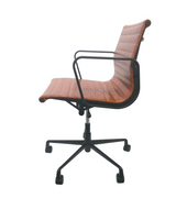 EA 117 Style Ribbed Leather Office Chair Black Frame - Onske