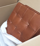 Three Seat Barcelona Van Der Rohe Style Sofa in Premium Leather - Onske