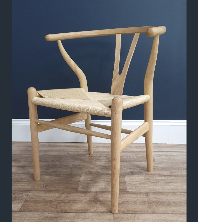 Wishbone Chair Hans Wegner Style Premium Finish Natural Ash - Onske