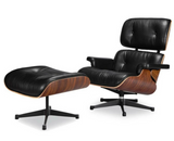 Waxed Aniline Leather Midcentury 670 Style Chair and Ottoman - Onske