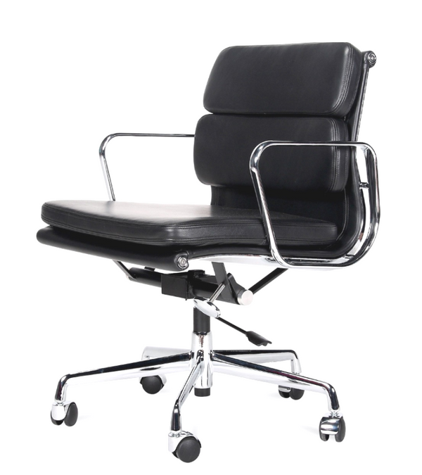 Eames 217 Style Low Back Office Chair in Premium Leather