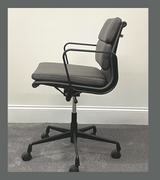 Black Frame Grey Leather 217 Soft Pad Style Leather Office Chair