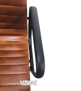 Ribbed Leather Mid-Century Style Office Chair