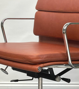 Dark Brown Tan Waxed Leather Midcentury Style Office Chair