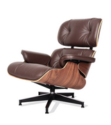 Leather Lounge Armchair Midcentury Style Premium Leather and American Woods