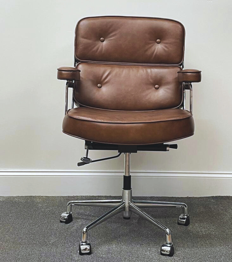 Time Life Lobby Office Chair in Cognac Burgundy Leather Onske
