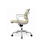 Cream Leather Midcentury Style Office Chair