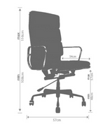 Executive High Back Leather Midcentury Style Office Chair in Aniline Leather