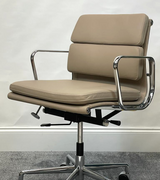 Putty Grey Leather Midcentury Style Office chair