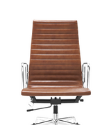 Black Frame Ribbed Leather High Back Office Chair