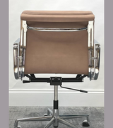 Low Back Padded Leather Midcentury Style Office chair Stone