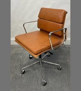 Vintage Tan Waxed Leather Executive Swivel Office Chair