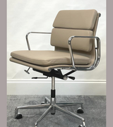 Putty Grey Leather Midcentury Style Office chair