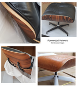 Leather Lounge Armchair Midcentury Style Premium Leather and American Woods