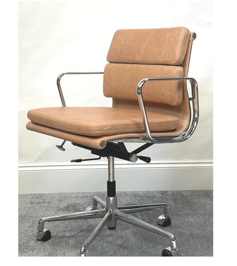 Khaki Sand Leather Office Chair