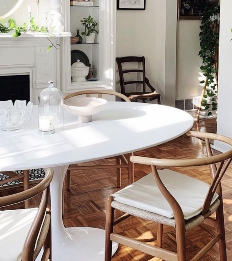 Tulip Dining Table White Wood Top