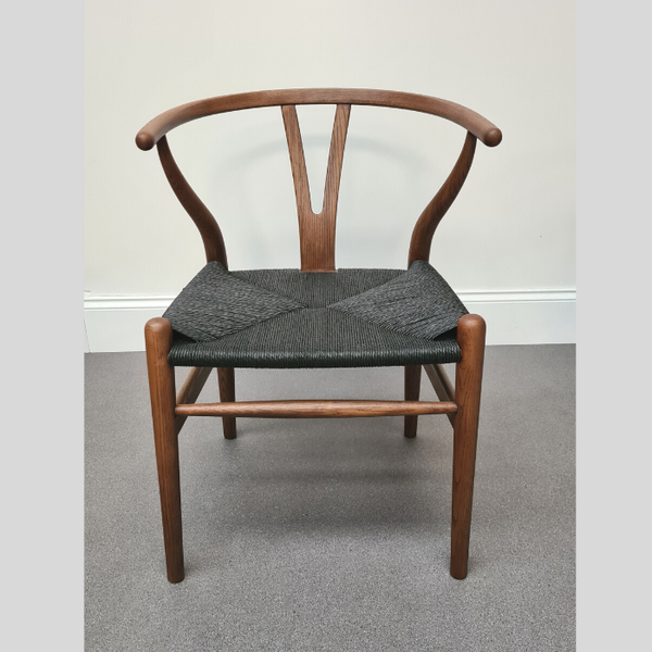 Y chair in walnut ash wood with black cord seat