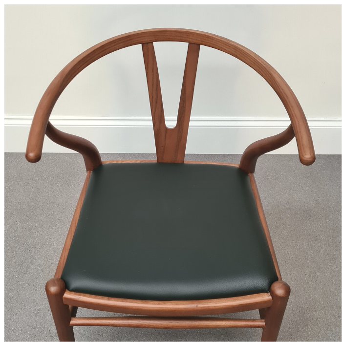 Wishbone Style Dining Chair Leather Seat