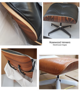 Waxed Aniline Leather Mid-Century Charles Eames style Lounge Chair and Ottoman