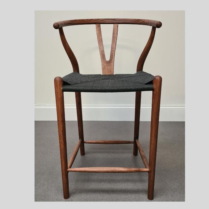 Wish Y Style Counter Stool Ash Wood in Walnut and Black Cord Seat